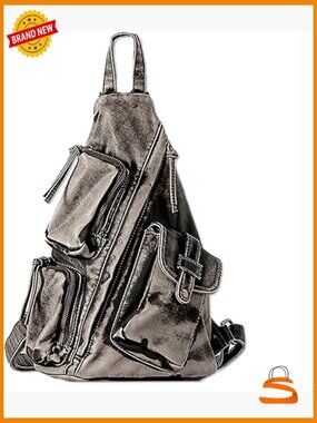 Versatile Crossbody Backpack Daypack Chest Fanny Pack Vegan Leather